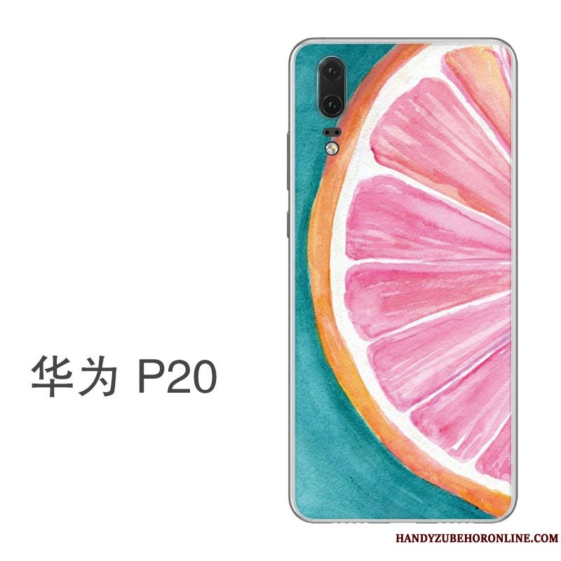 Etui Huawei P20 Silikone Hængende Ornamenter Anti-fald, Cover Huawei P20 Tasker Grøn Frisk