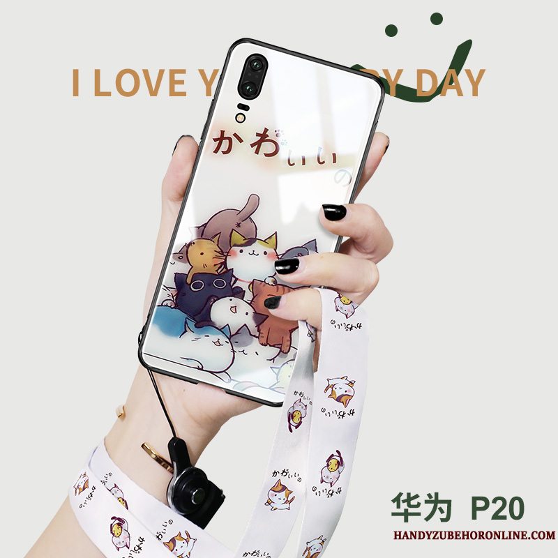 Etui Huawei P20 Tasker Smuk Tynd, Cover Huawei P20 Cartoon Glas Anti-fald