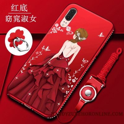 Etui Huawei P20 Tasker Telefonrød, Cover Huawei P20 Silikone Glas