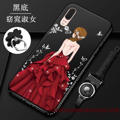 Etui Huawei P20 Tasker Telefonrød, Cover Huawei P20 Silikone Glas