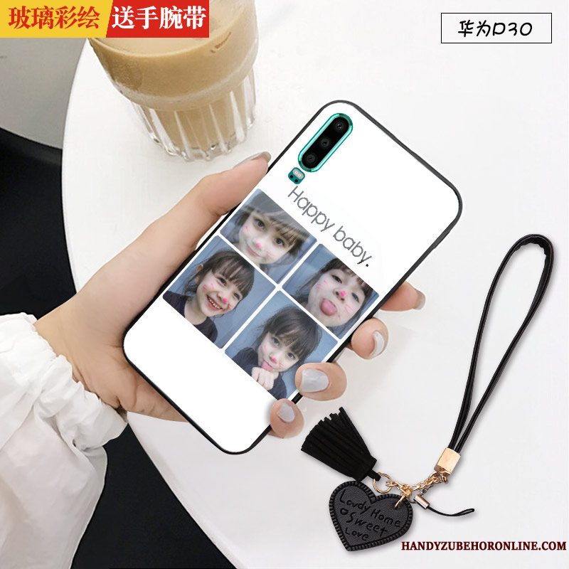 Etui Huawei P30 Beskyttelse Glas Elskeren, Cover Huawei P30 Tasker Ny Hvid