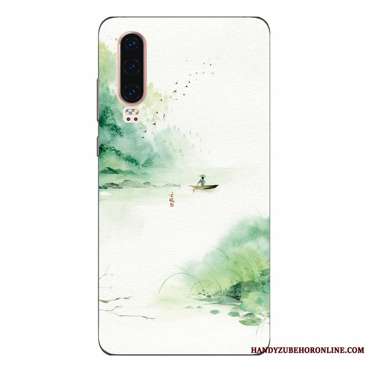 Etui Huawei P30 Beskyttelse Kunst Af Personlighed, Cover Huawei P30 Blød Grøn Vind