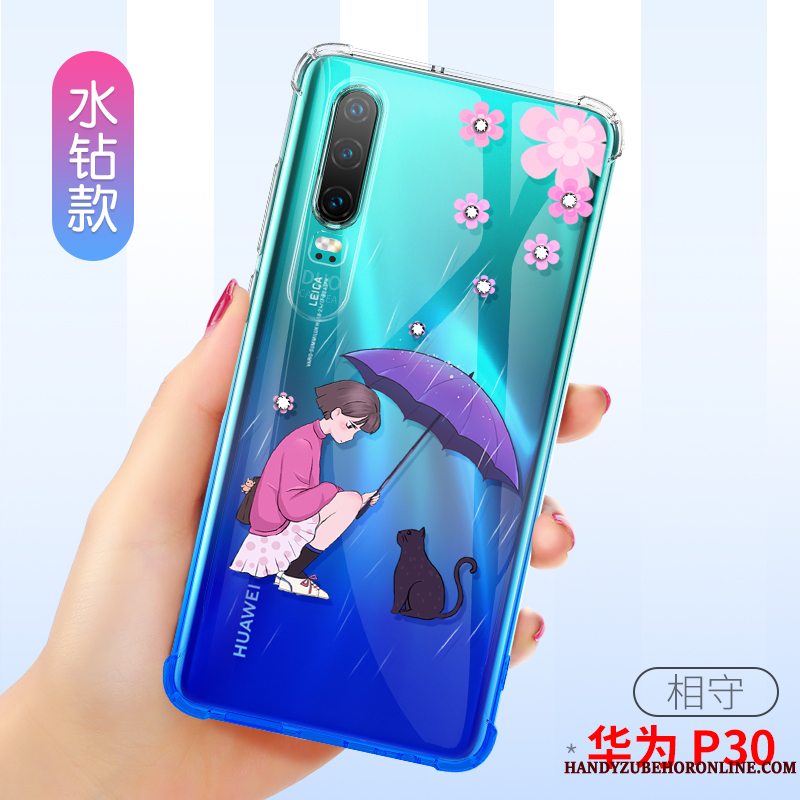 Etui Huawei P30 Blød Anti-fald Gasbag, Cover Huawei P30 Silikone Gennemsigtig Telefon