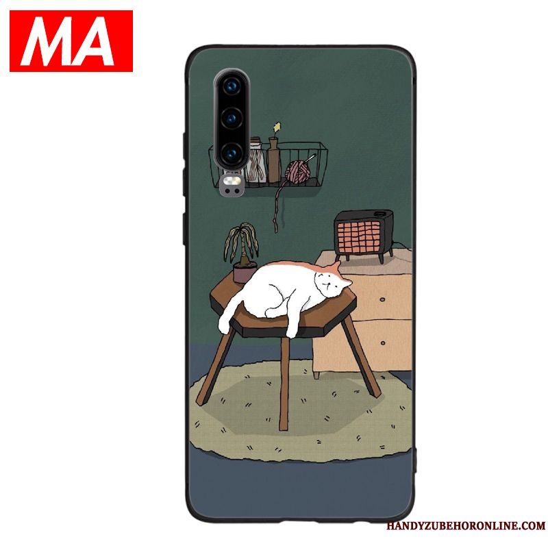 Etui Huawei P30 Cartoon Telefonlyse, Cover Huawei P30 Blød Grøn Vind