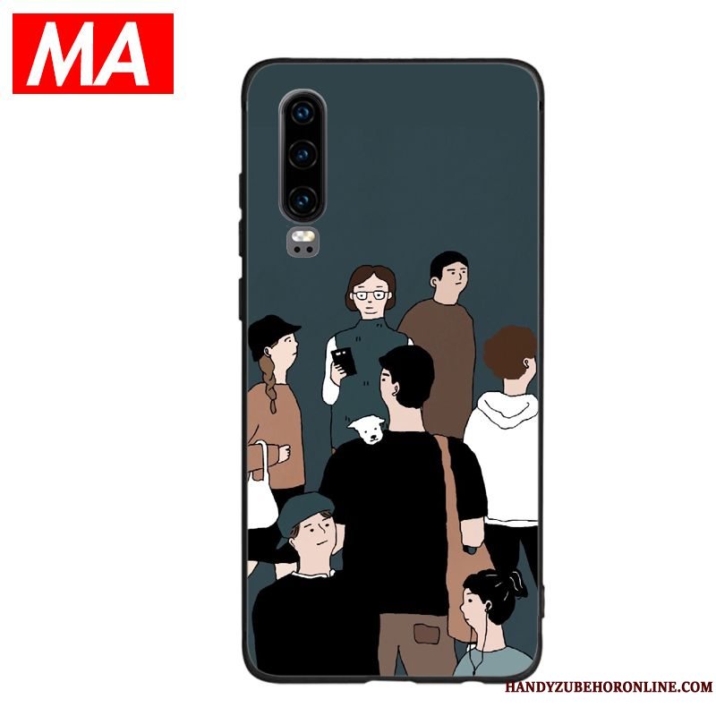 Etui Huawei P30 Cartoon Telefonlyse, Cover Huawei P30 Blød Grøn Vind