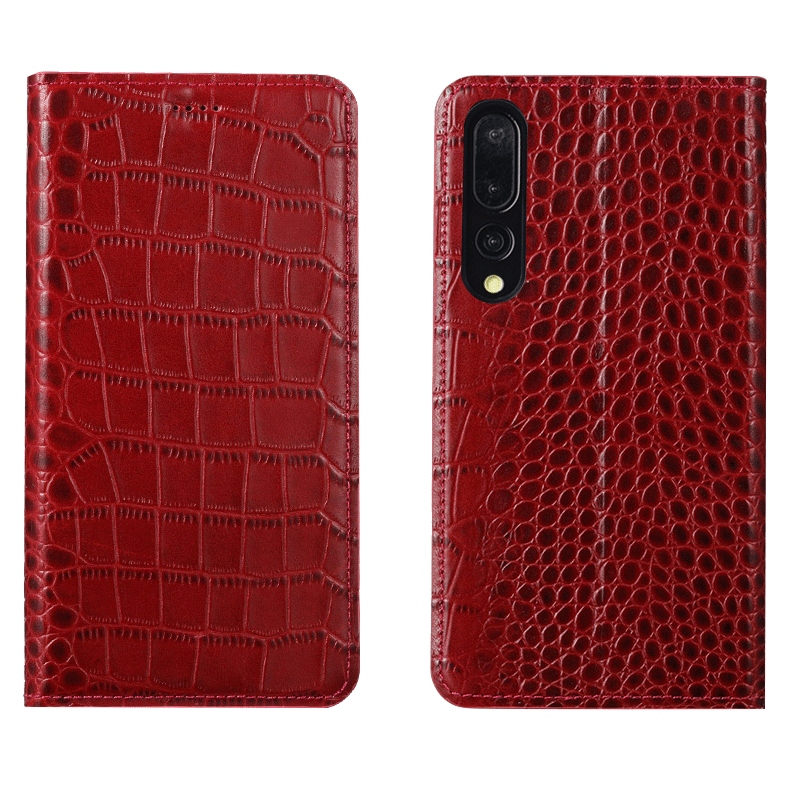 Etui Huawei P30 Folio Anti-fald Rød, Cover Huawei P30 Læder Mønster Telefon