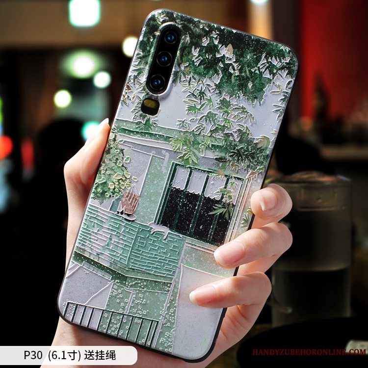 Etui Huawei P30 Kreativ Frisk Nubuck, Cover Huawei P30 Beskyttelse Grøn Af Personlighed