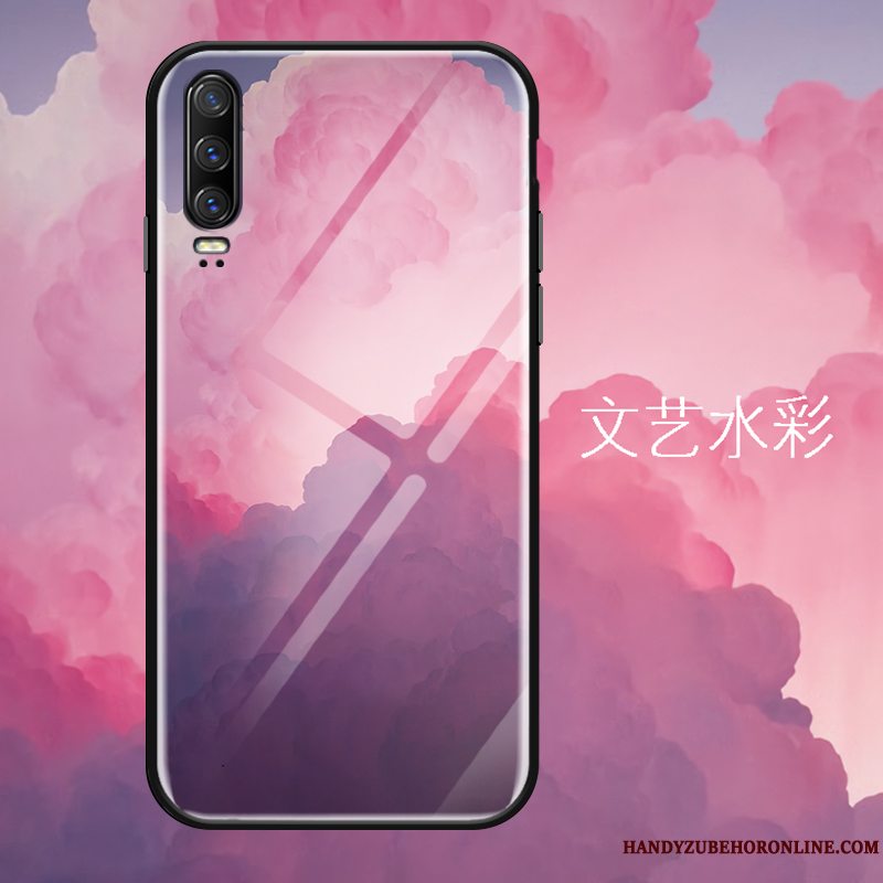 Etui Huawei P30 Kreativ Kunst Hærdet Glas, Cover Huawei P30 Tasker Telefonstjerneklar