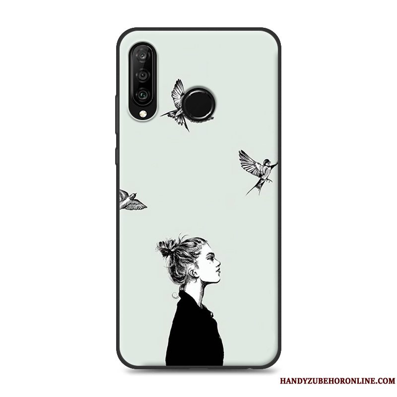 Etui Huawei P30 Lite Blød Anti-fald Elskeren, Cover Huawei P30 Lite Tasker Telefongrå