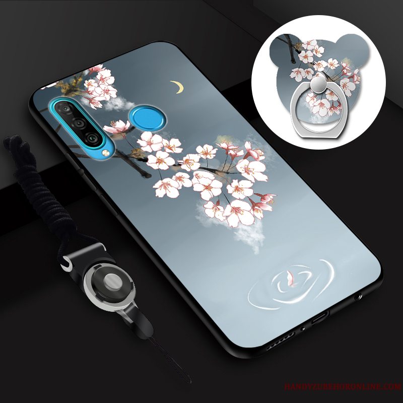 Etui Huawei P30 Lite Blød Skærmbeskyttelse Hærdning, Cover Huawei P30 Lite Telefonhvid