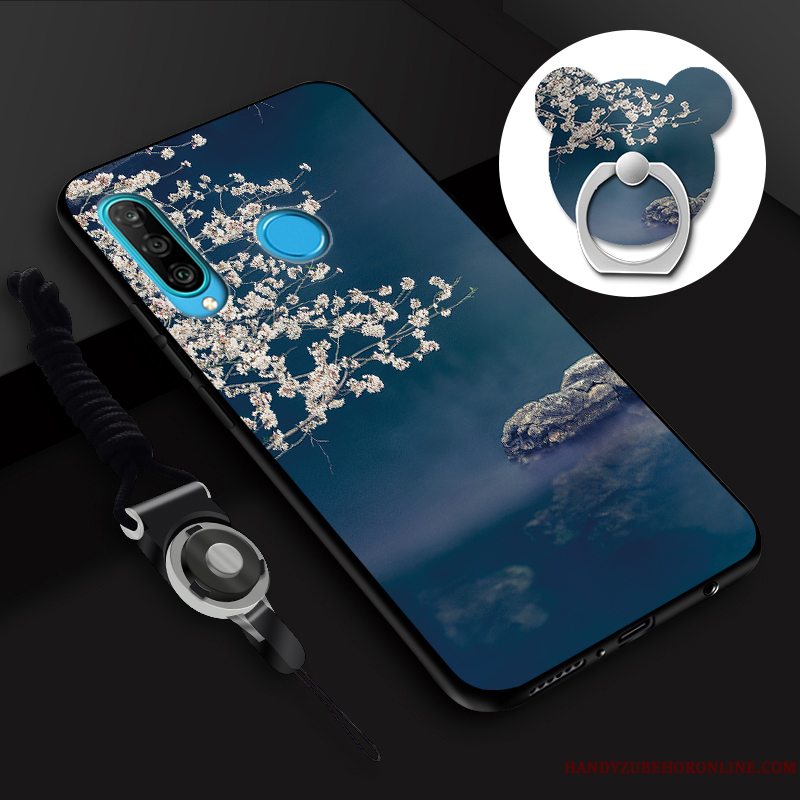 Etui Huawei P30 Lite Blød Skærmbeskyttelse Hærdning, Cover Huawei P30 Lite Telefonhvid