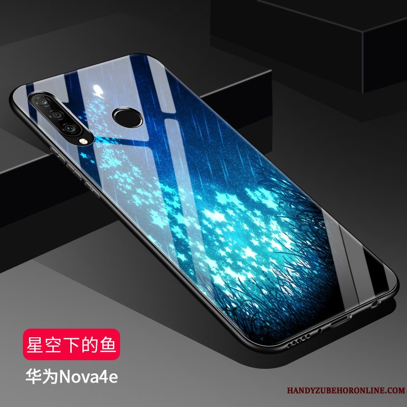 Etui Huawei P30 Lite Silikone Glas Sort, Cover Huawei P30 Lite Tasker Telefon