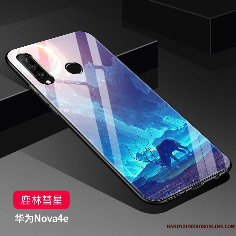 Etui Huawei P30 Lite Silikone Glas Sort, Cover Huawei P30 Lite Tasker Telefon