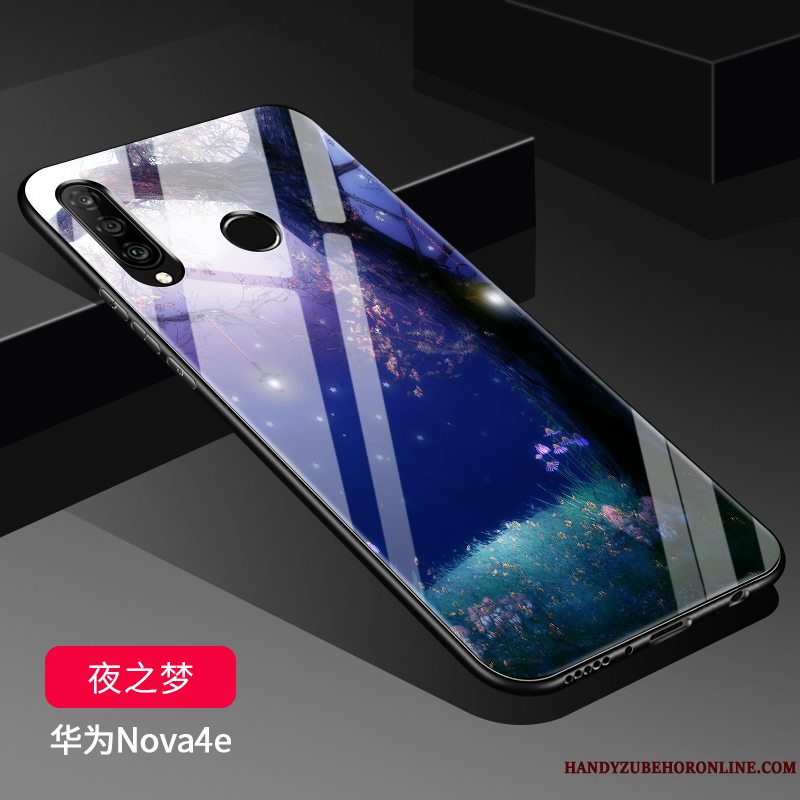 Etui Huawei P30 Lite Silikone Glas Sort, Cover Huawei P30 Lite Tasker Telefon