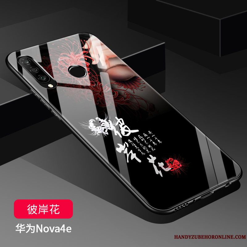 Etui Huawei P30 Lite Silikone Glas Sort, Cover Huawei P30 Lite Tasker Telefon