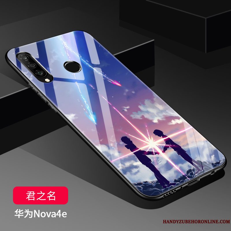 Etui Huawei P30 Lite Silikone Glas Sort, Cover Huawei P30 Lite Tasker Telefon