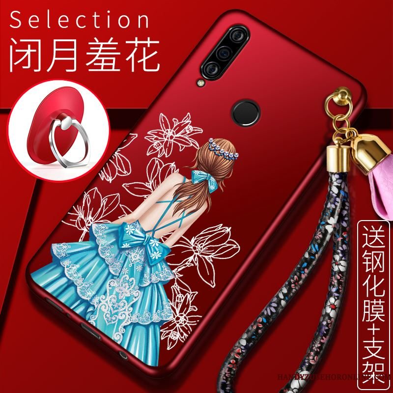 Etui Huawei P30 Lite Silikone Rød Telefon, Cover Huawei P30 Lite Beskyttelse