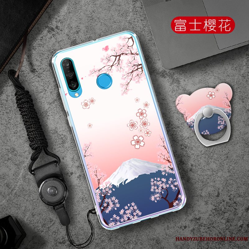 Etui Huawei P30 Lite Tasker Telefonaf Personlighed, Cover Huawei P30 Lite Blød Lyserød Trend