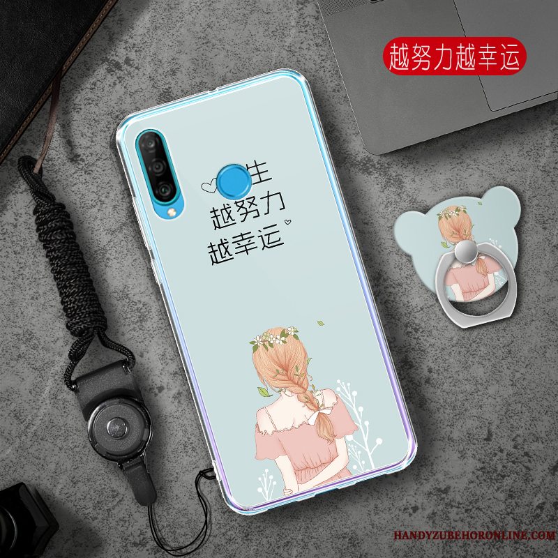 Etui Huawei P30 Lite Tasker Telefonaf Personlighed, Cover Huawei P30 Lite Blød Lyserød Trend