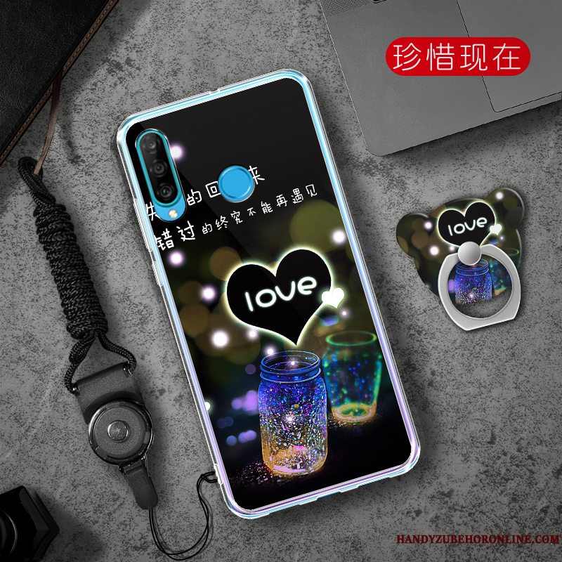 Etui Huawei P30 Lite Tasker Telefonaf Personlighed, Cover Huawei P30 Lite Blød Lyserød Trend