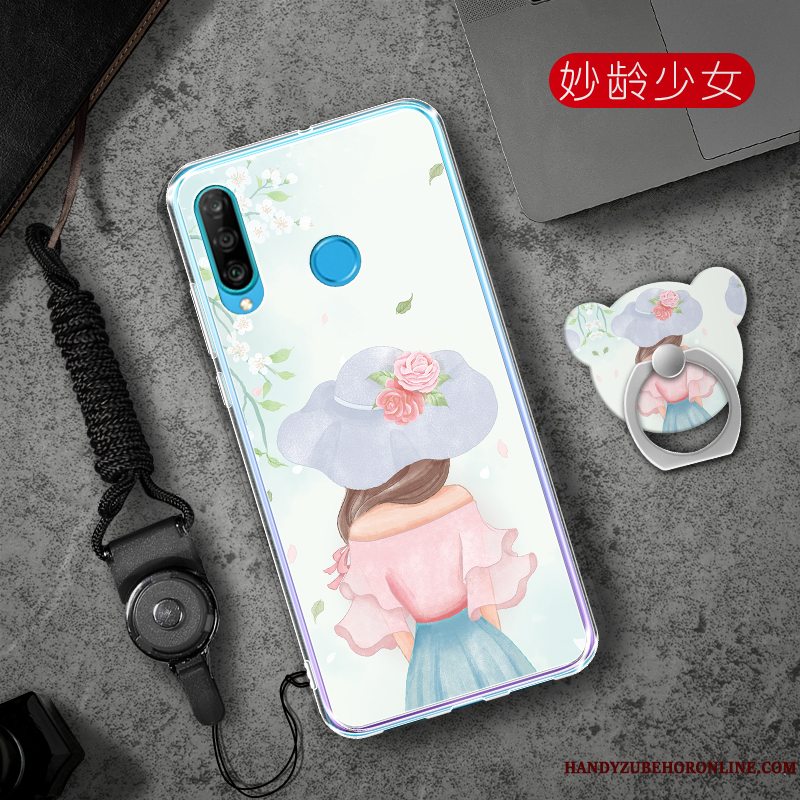 Etui Huawei P30 Lite Tasker Telefonaf Personlighed, Cover Huawei P30 Lite Blød Lyserød Trend