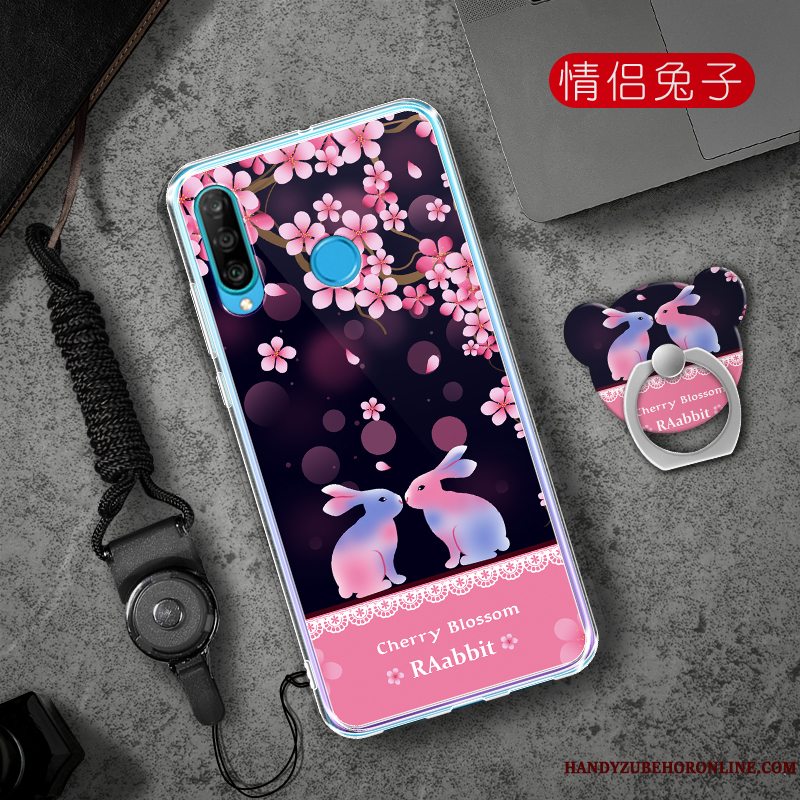 Etui Huawei P30 Lite Tasker Telefonaf Personlighed, Cover Huawei P30 Lite Blød Lyserød Trend