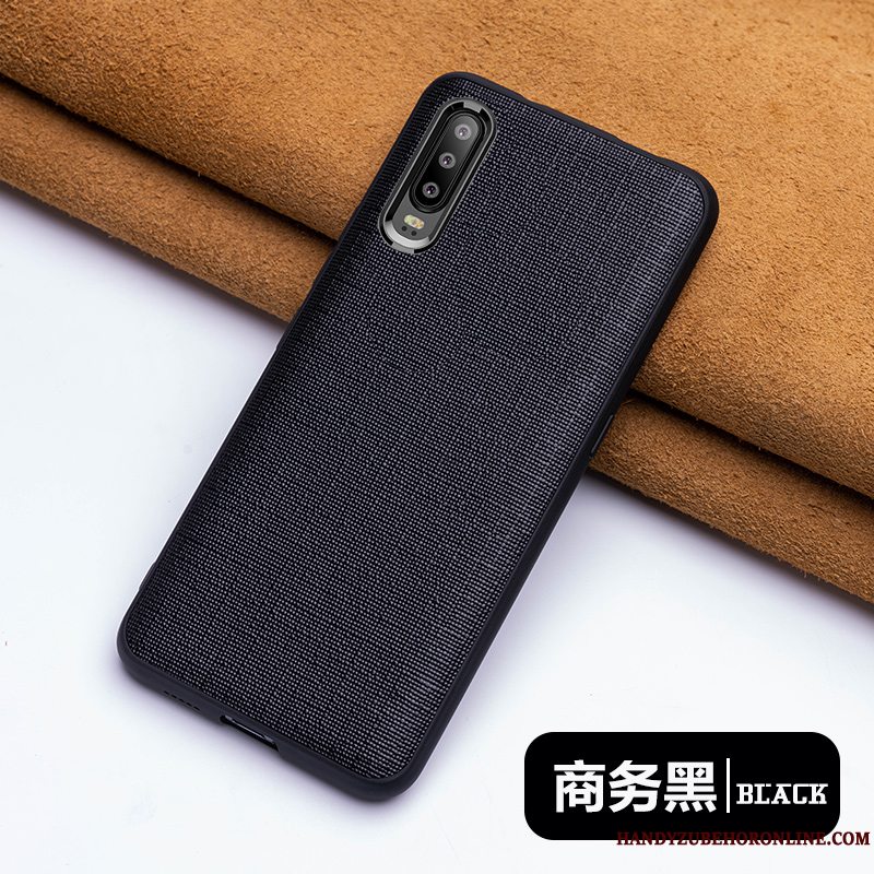 Etui Huawei P30 Læder Af Personlighed High End, Cover Huawei P30 Beskyttelse Sort Anti-fald