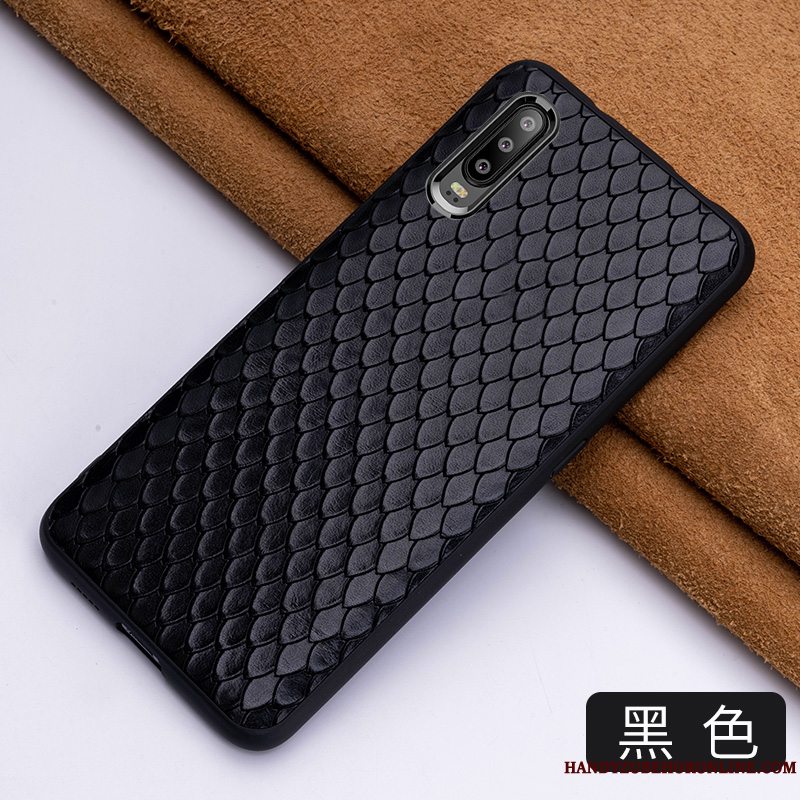 Etui Huawei P30 Læder Elegante Kvalitet, Cover Huawei P30 Mode Anti-fald Blå