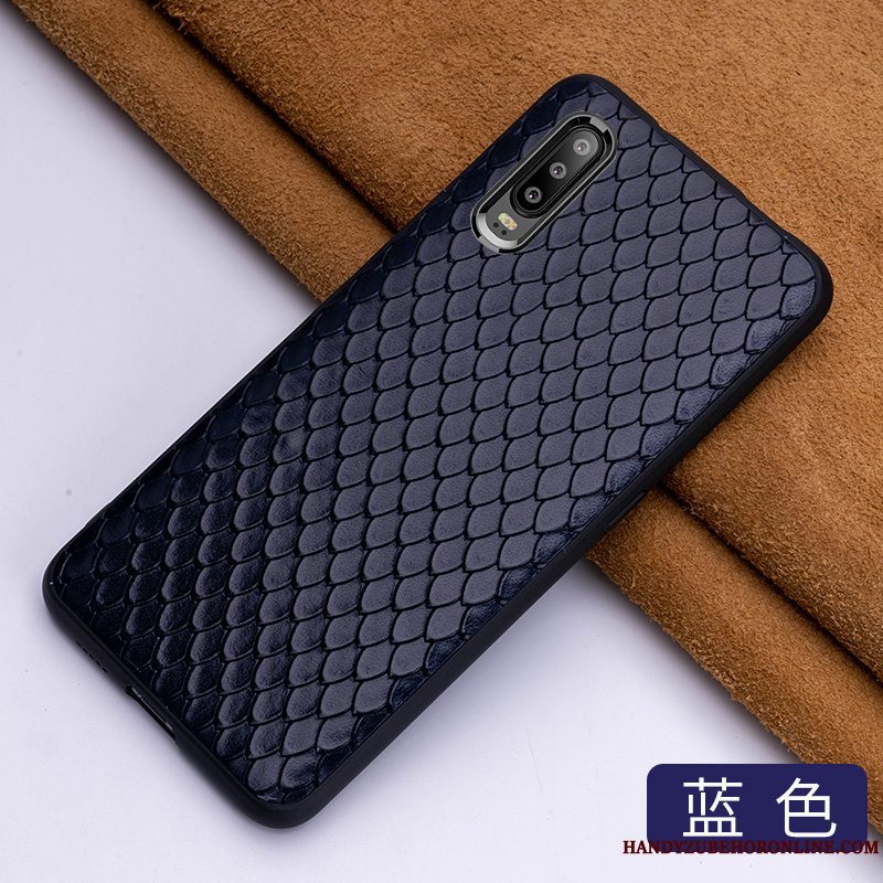 Etui Huawei P30 Læder Elegante Kvalitet, Cover Huawei P30 Mode Anti-fald Blå