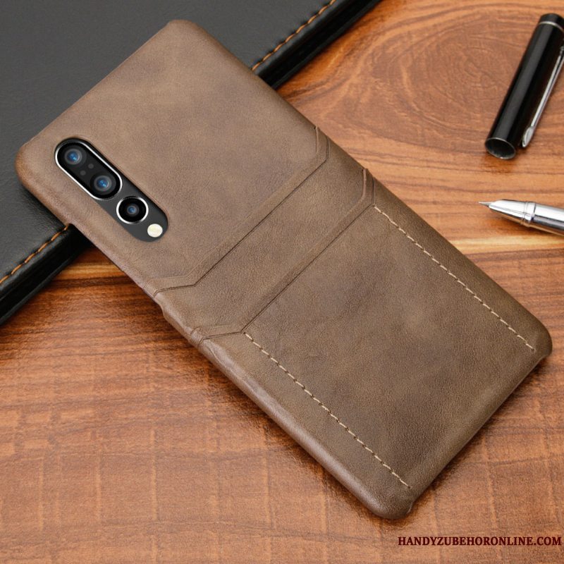 Etui Huawei P30 Læder Sort Trend, Cover Huawei P30 Kreativ Business Telefon