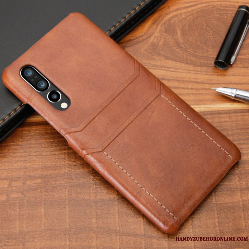 Etui Huawei P30 Læder Sort Trend, Cover Huawei P30 Kreativ Business Telefon