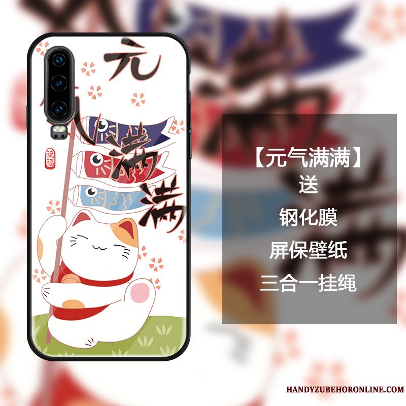 Etui Huawei P30 Mode Cherry Glas, Cover Huawei P30 Beskyttelse Rød Trendy