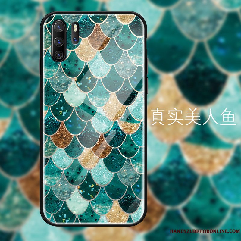 Etui Huawei P30 Pro Beskyttelse Hængende Ornamenter Telefon, Cover Huawei P30 Pro Luksus Grøn Hærdet Glas