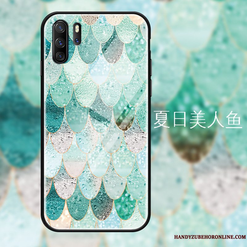 Etui Huawei P30 Pro Beskyttelse Hængende Ornamenter Telefon, Cover Huawei P30 Pro Luksus Grøn Hærdet Glas