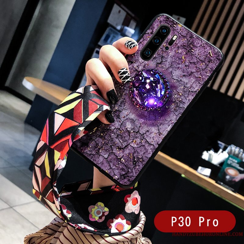 Etui Huawei P30 Pro Beskyttelse Mønster Lilla, Cover Huawei P30 Pro Blød Europa Silke