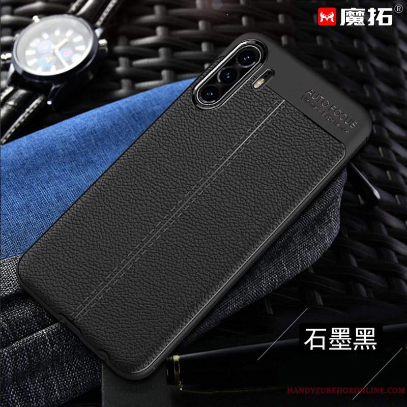 Etui Huawei P30 Pro Beskyttelse Sort Telefon, Cover Huawei P30 Pro Læder Anti-fald Solid Farve
