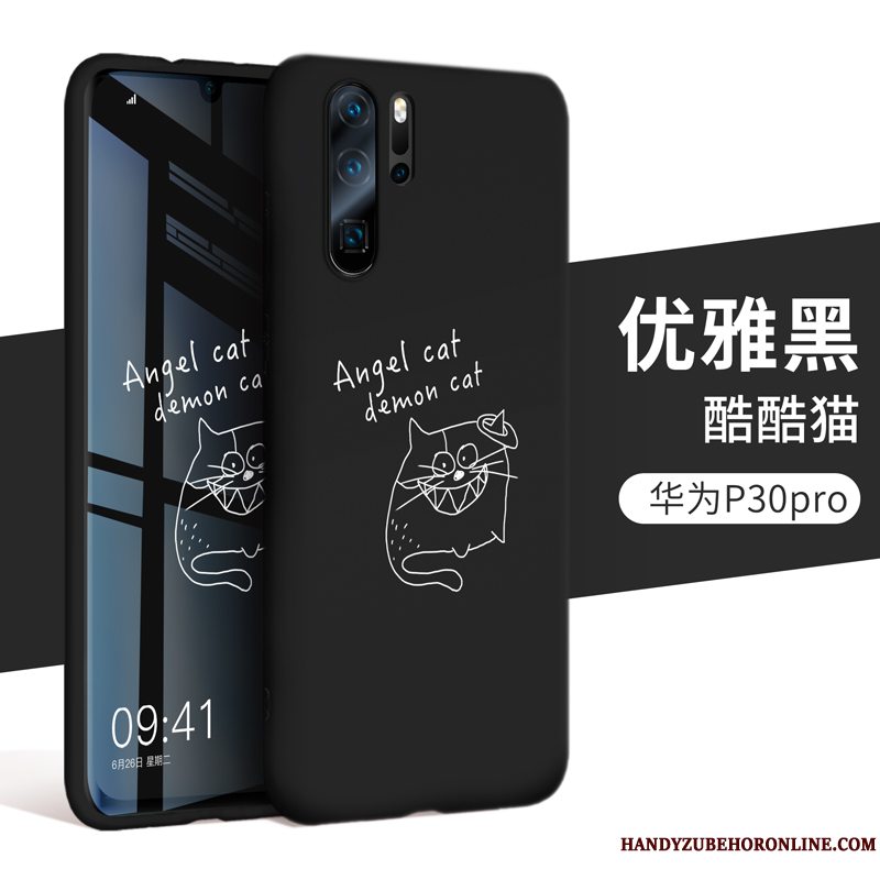 Etui Huawei P30 Pro Beskyttelse Sort Trendy, Cover Huawei P30 Pro Silikone Anti-fald Telefon