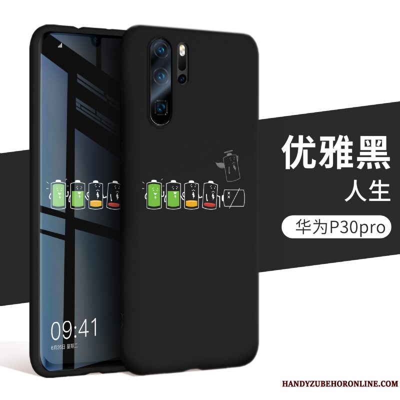 Etui Huawei P30 Pro Beskyttelse Sort Trendy, Cover Huawei P30 Pro Silikone Anti-fald Telefon