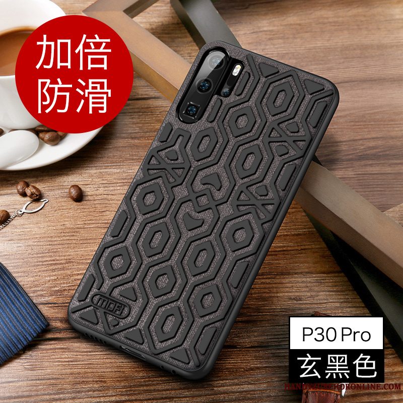 Etui Huawei P30 Pro Beskyttelse Tre Forsvar Skridsikre, Cover Huawei P30 Pro Silikone Blå High End