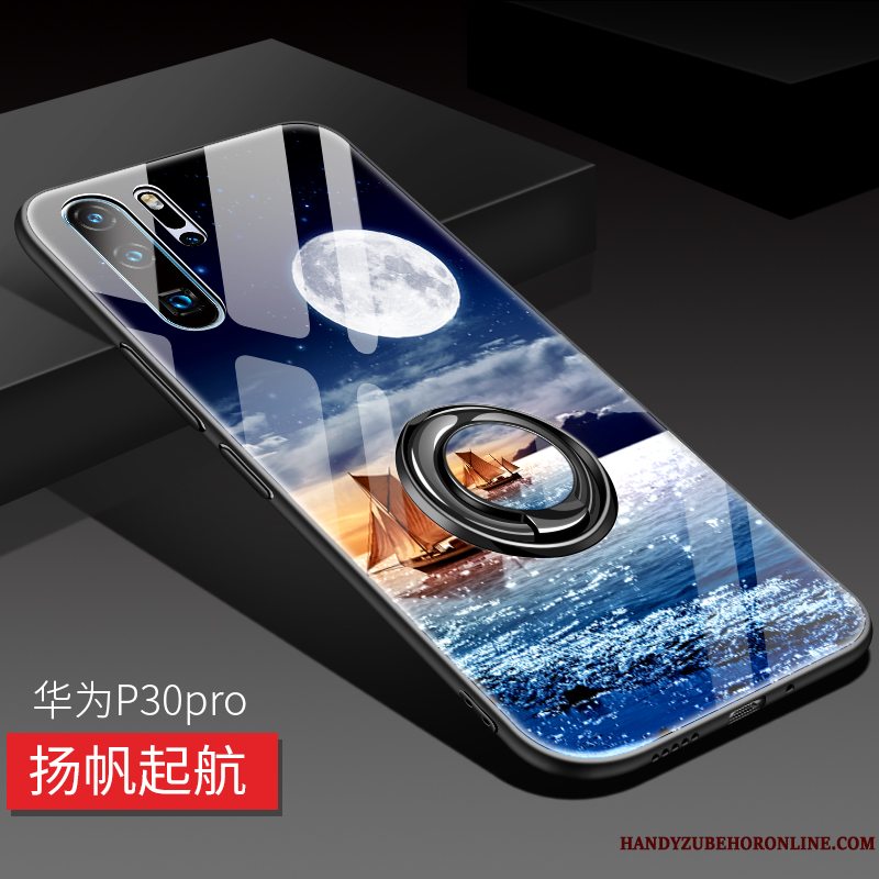 Etui Huawei P30 Pro Blød Blå Anti-fald, Cover Huawei P30 Pro Beskyttelse Glas Nubuck