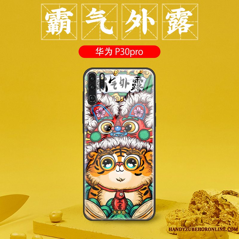 Etui Huawei P30 Pro Farve Glas Telefon, Cover Huawei P30 Pro Tasker Af Personlighed Anti-fald