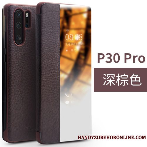 Etui Huawei P30 Pro Læder Cow Tynd, Cover Huawei P30 Pro Folio Telefonåbn Vindue