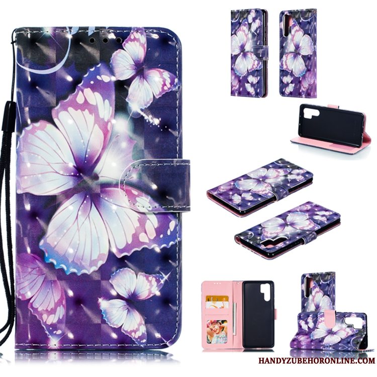 Etui Huawei P30 Pro Læder Hvid Anti-fald, Cover Huawei P30 Pro Tasker Telefon