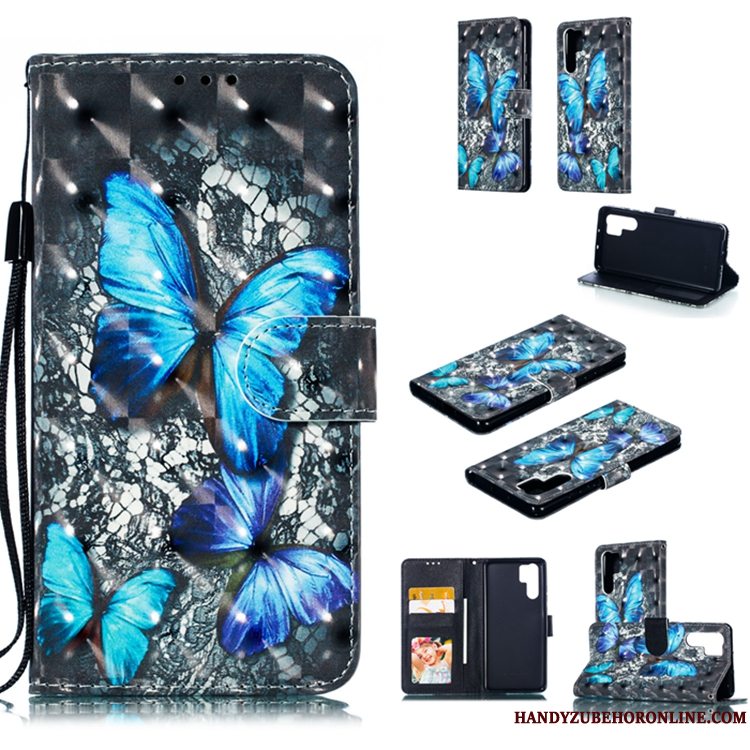 Etui Huawei P30 Pro Læder Hvid Anti-fald, Cover Huawei P30 Pro Tasker Telefon