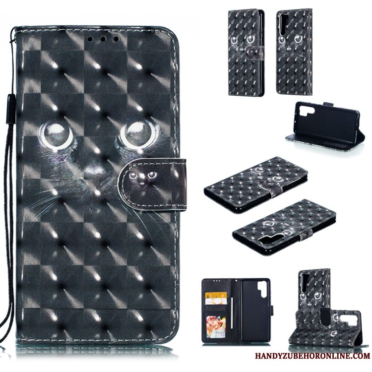 Etui Huawei P30 Pro Læder Hvid Anti-fald, Cover Huawei P30 Pro Tasker Telefon