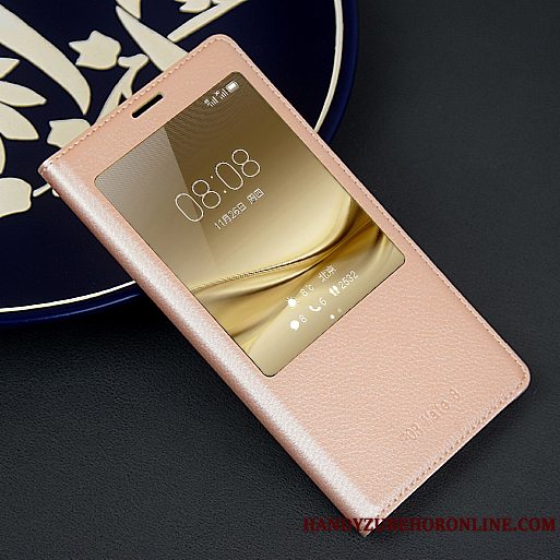 Etui Huawei P30 Pro Læder Hærdning Vækstdvale, Cover Huawei P30 Pro Folio Rosa Guld Skærmbeskyttelse