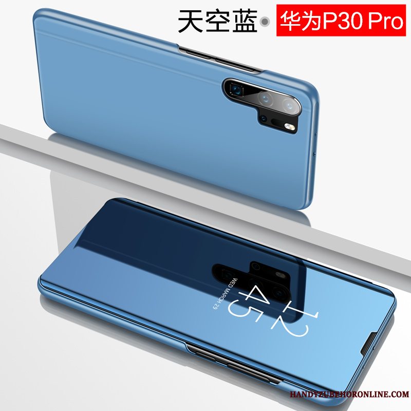 Etui Huawei P30 Pro Læder Spejl Tynd, Cover Huawei P30 Pro Beskyttelse Lilla Telefon