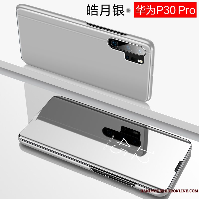 Etui Huawei P30 Pro Læder Spejl Tynd, Cover Huawei P30 Pro Beskyttelse Lilla Telefon