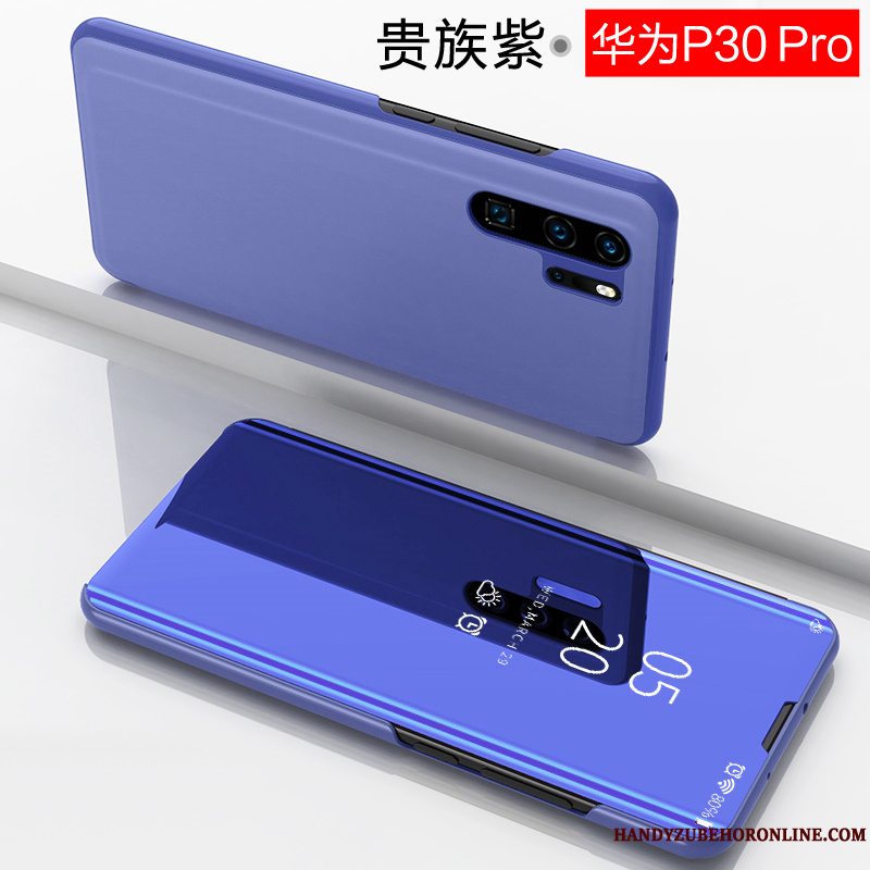 Etui Huawei P30 Pro Læder Spejl Tynd, Cover Huawei P30 Pro Beskyttelse Lilla Telefon