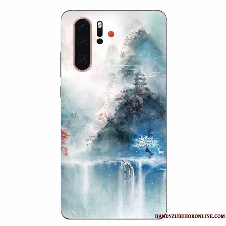 Etui Huawei P30 Pro Silikone Grøn Telefon, Cover Huawei P30 Pro Blød Vind Kunst